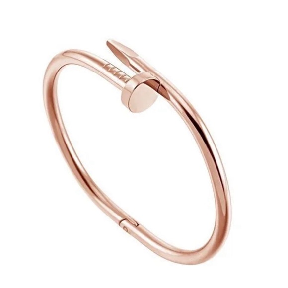 Jewelry - NEW Fashion Rose Gold Color Nail Titanium Steel Plated Bangle Bracelet